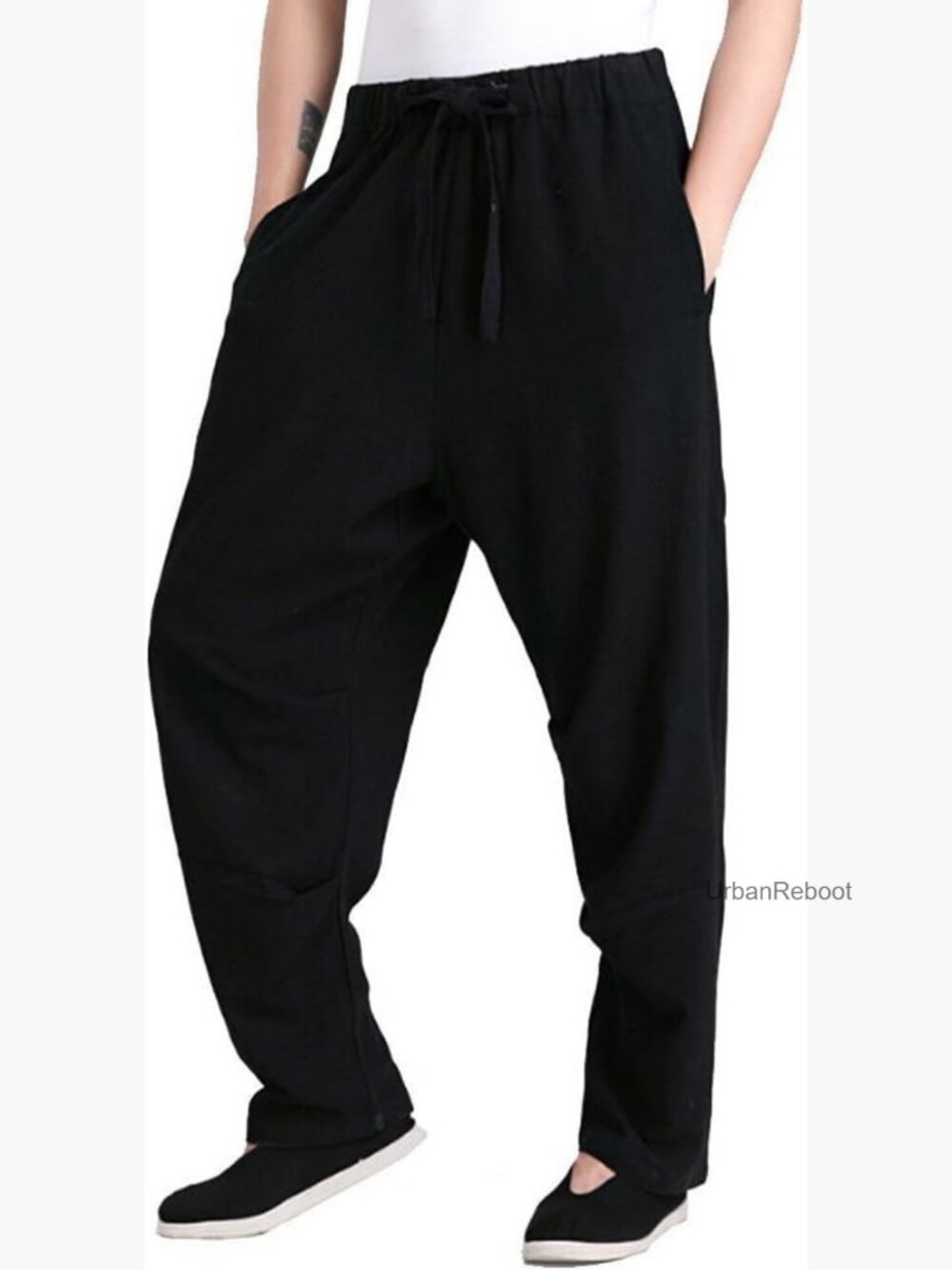 Mens Martial Arts Pants Kung Fu Linen Trousers Tang Suit Pants Loose Fit
